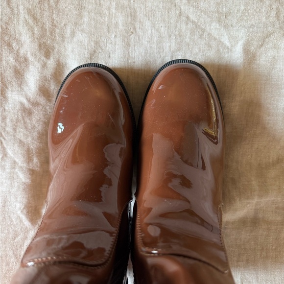 Madden Girl Patent Brown Platform Boots - Picture 3 of 6